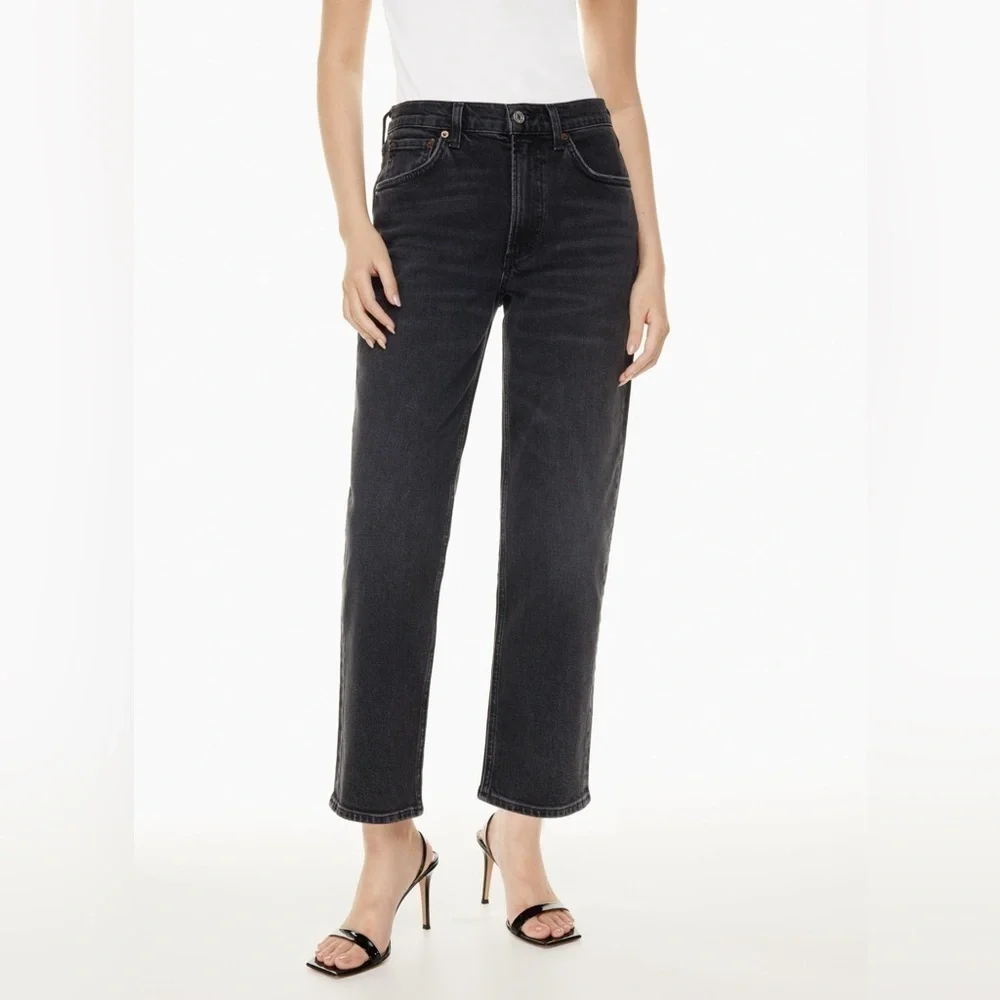 Agolde black kye mid rise straight crop jeans size 22 - Picture 9 of 14